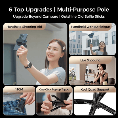 4-in-1 Magnetic Selfie Stick with 360° Rotating Design